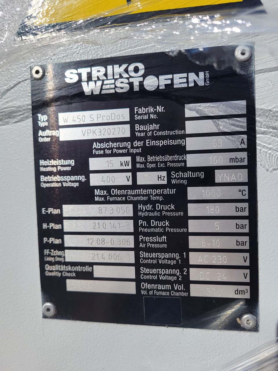 StrikoWestofen W 450 S ProDos DCP дозирующая печь O1816, б/у